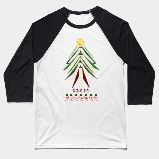 Bookmas tree (christmas) Baseball T-Shirt by Becky-Marie